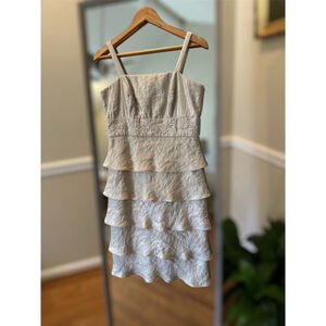 Women's R&M Richards Tiered Dress,‎ Size 8, Beige R&M Collection